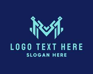 Negative Space - Tech Letter M logo design