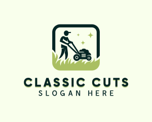 Lawn Mower Gardener logo design