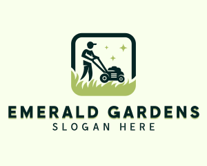 Lawn Mower Gardener logo design