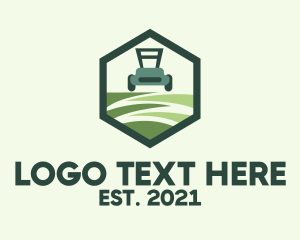 Worker - Hexagon Lawn Care logo design