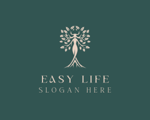 Organic Beauty Woman Tree  logo design