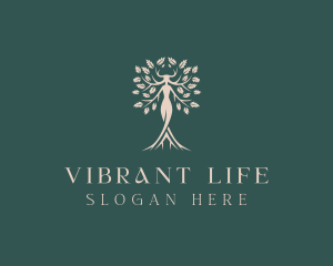 Organic Beauty Woman Tree  logo design