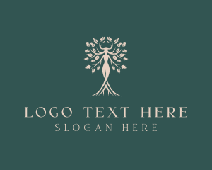 Life Coach - Organic Beauty Woman Tree logo design