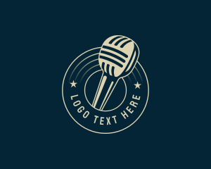 Broadcasting - Microphone Singing Karaoke logo design