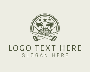 Log - Axe Saw Carpentry Badge logo design