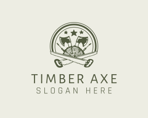 Axe Saw Carpentry Badge logo design