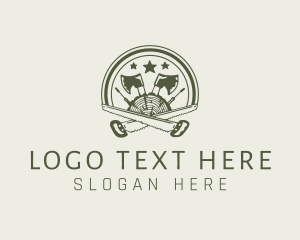 Logging - Axe Saw Carpentry Badge logo design