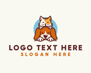 Grooming - Cute Pet Cat Dog logo design