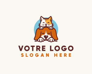 Cute Pet Cat Dog logo design
