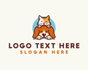 Cute Pet Cat Dog logo design