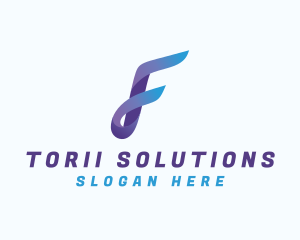 Gradient Business Letter F logo design