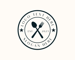 Toque Hat - Spoon Fork  Restaurant logo design