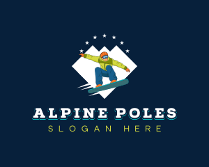 Ski Poles - Snowboard Winter Sport logo design