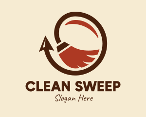 Sweeping - Brown Arrow Broomstick logo design