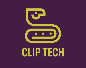 Clip - Green Snake Paperclip logo design