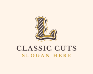 Barber Shop - Antique Retro Restaurant Letter L logo design