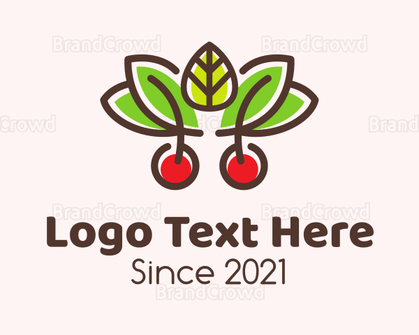 Cherry Fruit Leaves Logo