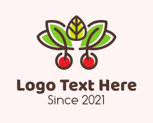 Food - Cherry Fruit Leaves logo design