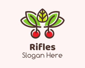 Cherry Fruit Leaves Logo