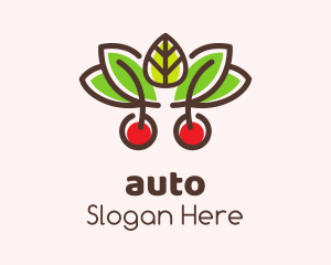 Cherry Fruit Leaves Logo