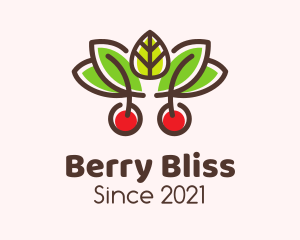 Cherry Fruit Leaves logo design