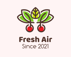 Cherry Fruit Leaves logo design