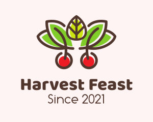 Cherry Fruit Leaves logo design