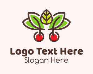 Cherry Fruit Leaves Logo