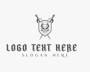 Skull - Pirate Skull Warrior logo design