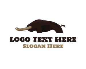 Cow - Brown Bison Horns logo design