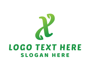 Green Leaf - Gradient Leafy X logo design