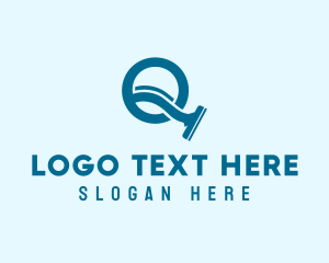 Blue - Squeegee Letter Q logo design
