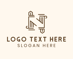 Home Loan - Pillar Sword Letter N logo design