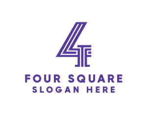 Four - Violet Stripe Number 4 logo design