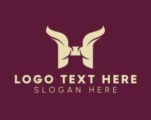 Bison - Modern Animal Horns Letter H logo design