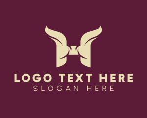 Bull - Modern Animal Horns Letter H logo design