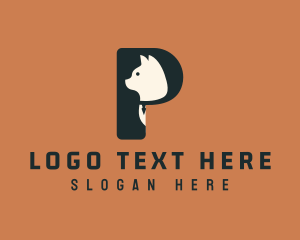 Pet Shop - Tuxedo Cat Letter P logo design