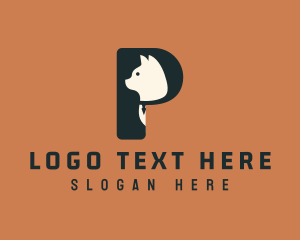 Veterinary - Tuxedo Cat Letter P logo design