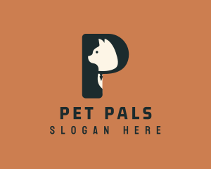 Tuxedo Cat Letter P logo design