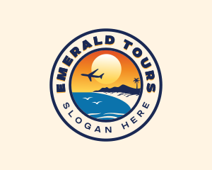 Airplane Beach Travel Destination logo design