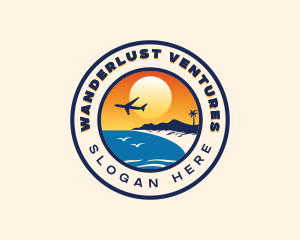 Traveling - Airplane Beach Travel Destination logo design