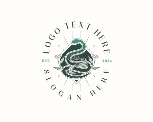 Snake - Floral Serpent Snake logo design