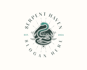 Floral Serpent Snake logo design