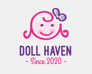 Doll - Cute Girl Doll Face logo design