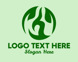 Green - Organic Leaves Sphere logo design