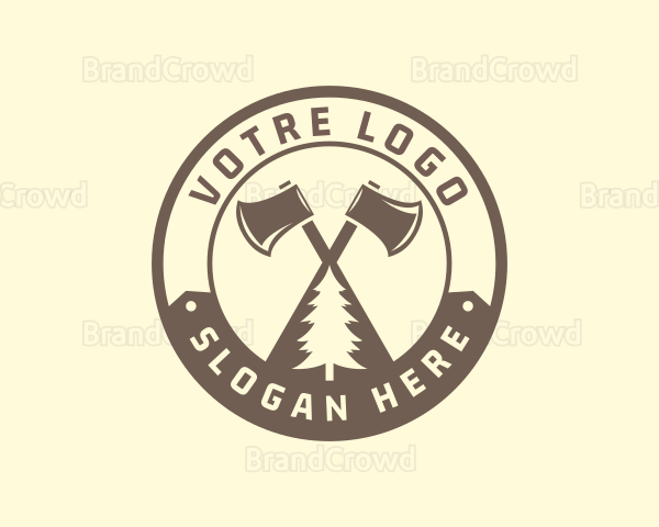 Axe Pine Tree Woodwork Logo
