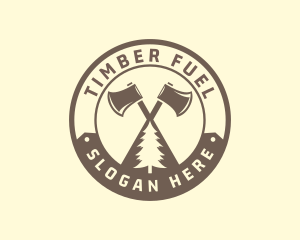 Firewood - Axe Pine Tree Woodwork logo design