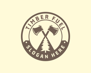 Axe Pine Tree Woodwork logo design