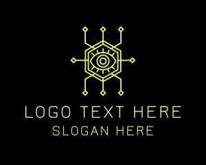 Line Art - Yellow Cyberspace Eye logo design