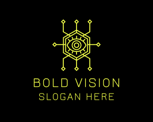 Yellow Cyberspace Eye  logo design